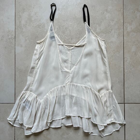 ASOS Cream Sheer Flowy Tank with Adjustable Straps Size 6 - Picture 2 of 7